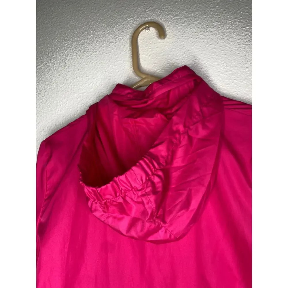 Danskin Pink & white medium hooded rain jacket
